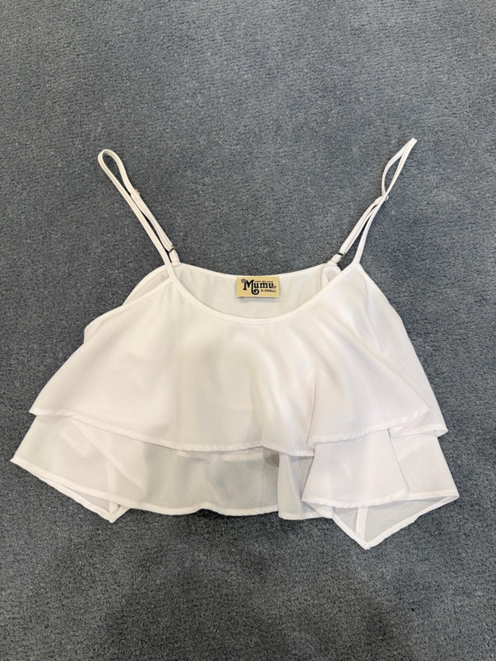 Show me your mumu White Ruffle Crop Tank Top